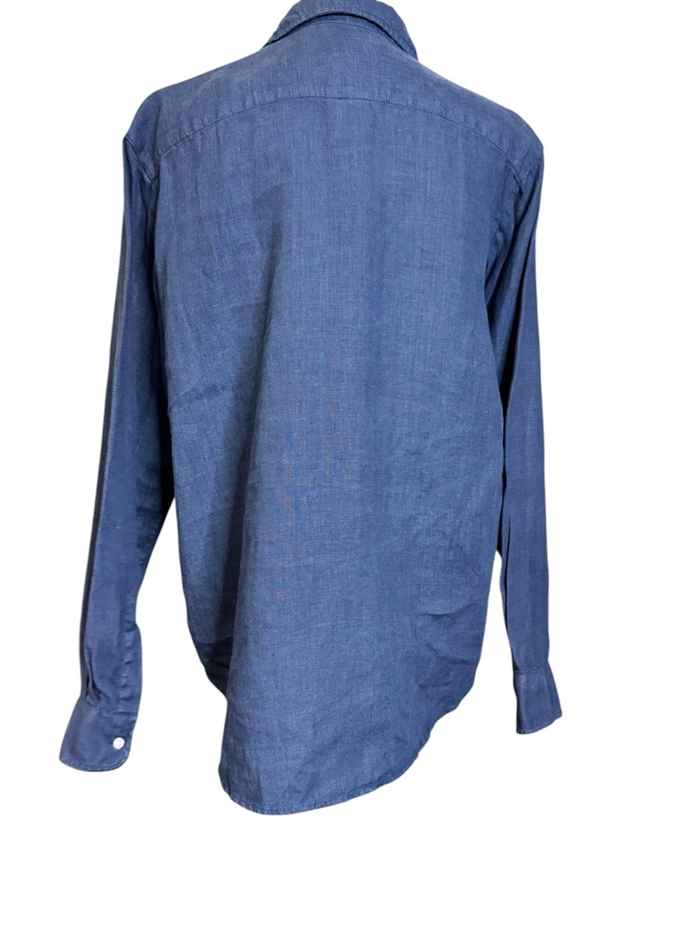 Frank & Eileen Eileen Linen Shirt Navy Relaxed Fit Button Up Top Women’s Small - Picture 7 of 9
